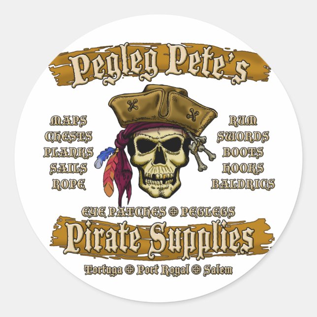 Pegleg Pets Piratenlieferungen Runder Aufkleber (Vorderseite)