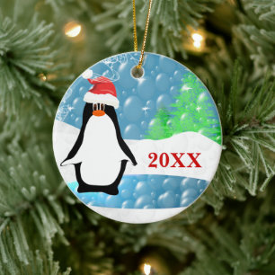 Peguin Christmas Family Foto Ornament
