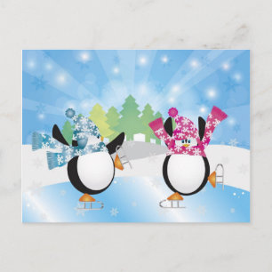 Peguins Abbildung Skaten Postkarte