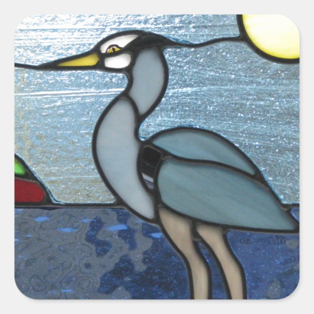 PEI Blue Heron Quadratischer Aufkleber (Vorderseite)