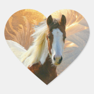 Peignez les autocollants de coeur d'or de cheval