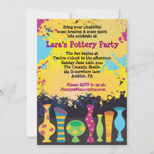 PEINDRE VOTRE POTERIE Anniversaire Fête Invitation