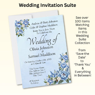 Peine Bleue sur Suite Mariage Bleu Invitation #A