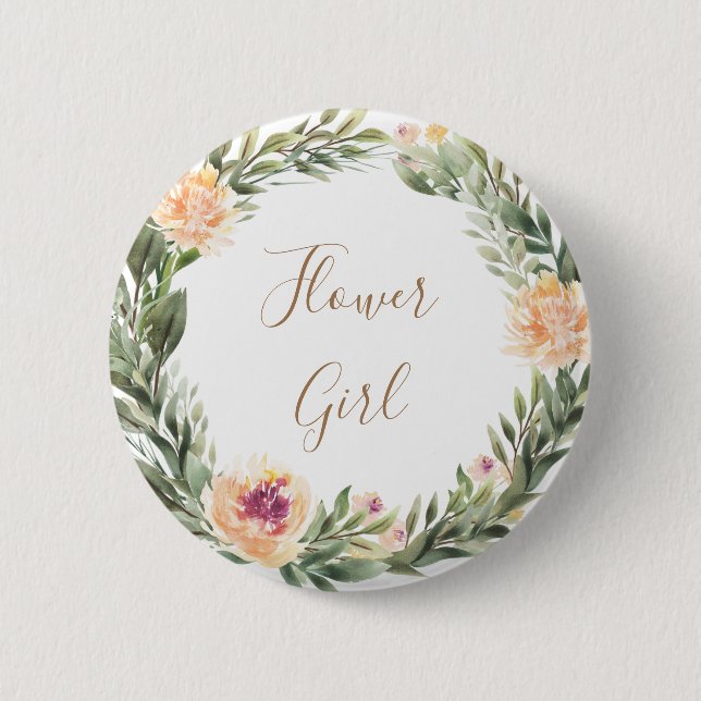 Peine et Foliage Frame Fleur Badge Fille (Devant)