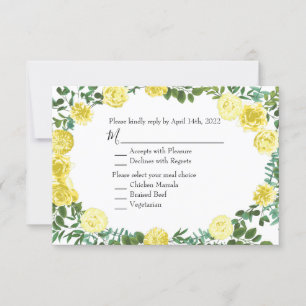 Peine jaune clair et Rose Floral Invitation Répons