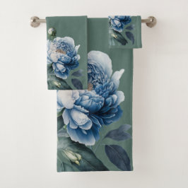 Peine Vintage bleu et blanc sur la serviette de ba