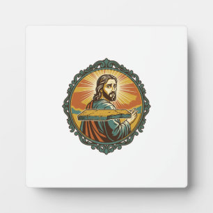 Peinlicher Jesus Stolpert Flache Oberfläche Öffent Fotoplatte