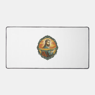 Peinlicher Jesus Stolpert Flache Oberfläche Öffent Schreibtischunterlage