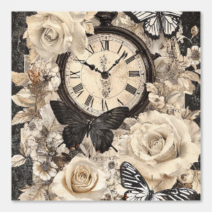 Peint Compas vintage et papillon - Papier rustique (4)