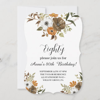 Peint Floral botanique 80e anniversaire Invitation