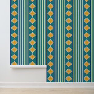 Peint Formes marocaines jaunes et rayures vertes Papier
