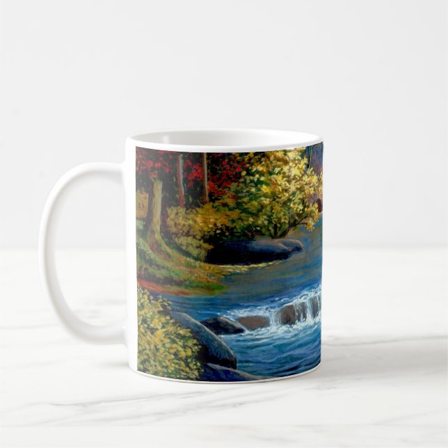 Peint Mystérieux Bois et Mug de café de rivière (Gauche)