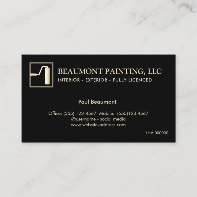 Peintre Black Gold Paint Carte de visite (Devant)