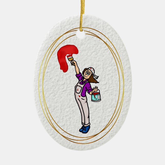 Peintre de maison femme Ornement de cheveux Brown (Devant)