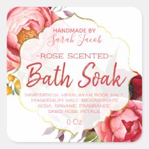 Peintres Et Roses Roses Sur Étiquettes Bains Blan