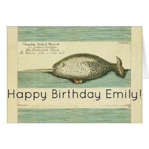 Peinture à l'aquarelle de baleine ancienne Narwhal