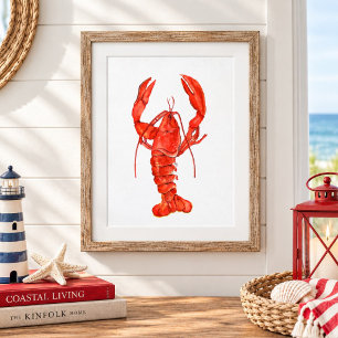 Peinture à l'aquarelle Homard Rouge Art mural côti