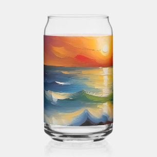 Peinture à l'huile de couché de soleil orange sur