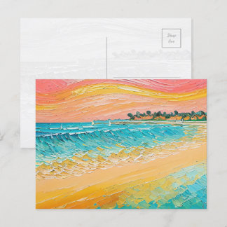Peinture à l'huile de plage Art numérique 1 Carte