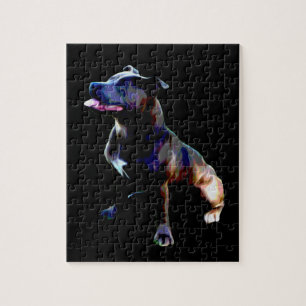 Peinture à l'huile Staffy Bull Terrier, Puzzle Jig