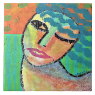 Peinture Abstraite de cheveux bleus sur carreaux e