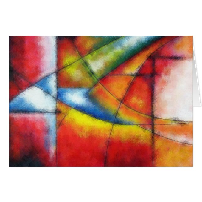 peinture abstraite rouge jaune vert bleu (Devant horizontal)