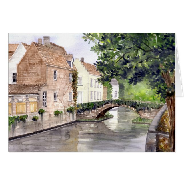 Peinture aquarelle de Bruges par Farida Greenfield (Devant horizontal)
