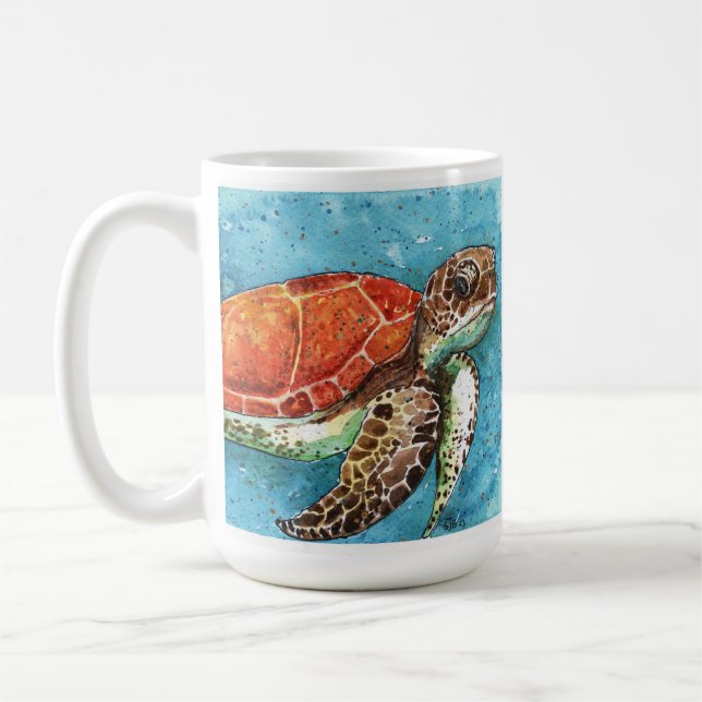 Peinture aquarelle - Mug de tortue de mer (Gauche)
