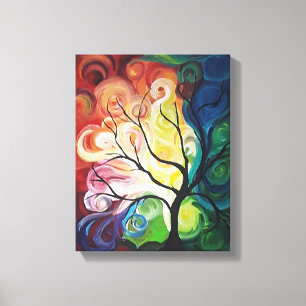 Peinture Arbre en arc-en-ciel sur toile imprimée