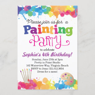 Peinture Art Party Colorful Splatters Invitation