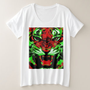 Peinture artistique du visage de tigre rouge et ve