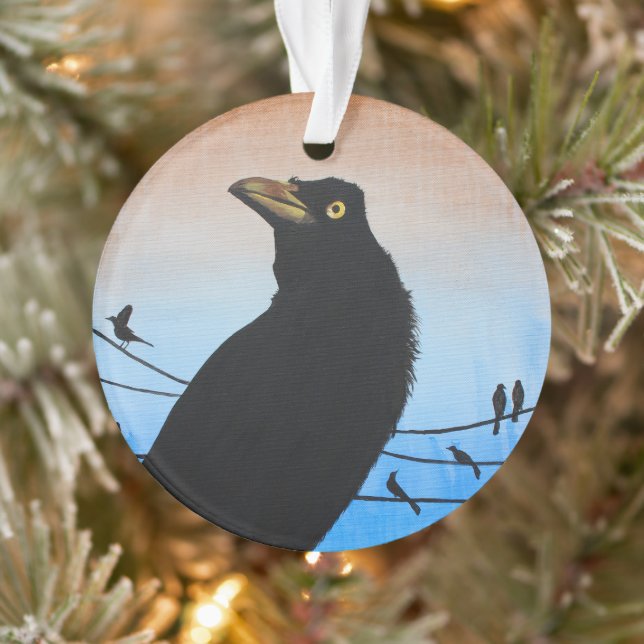 Peinture aviaire de faune d'oiseau de Grackle (Arbre)