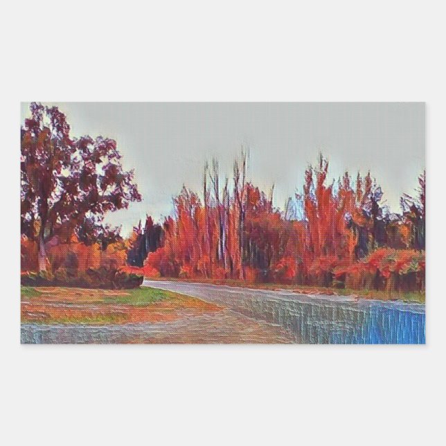 Peinture Burleigh Falls 11cm x 6cm Sticker rectang (Devant)