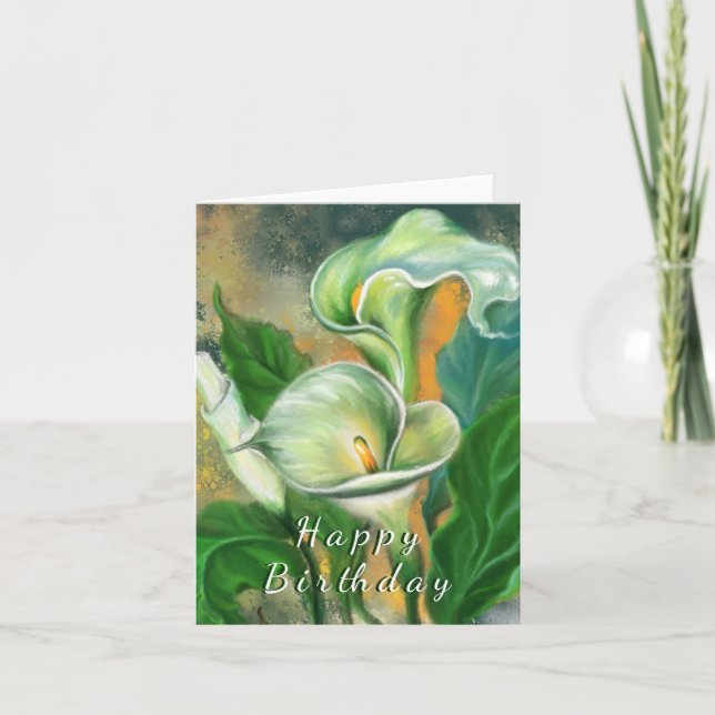 Peinture Carte Anniversaire Calla Lily Fleurs (Devant)
