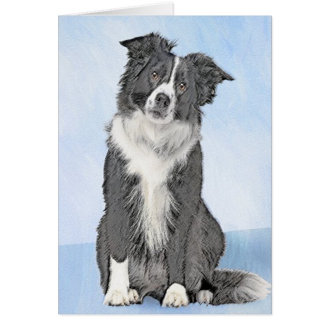 Peinture Collie Bordure - Joli art original chien (Devant)