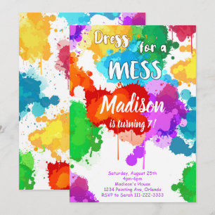 Peinture colorée Anniversaire Fête Invitation