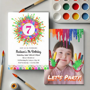 Peinture colorée Anniversaire Fête Invitation