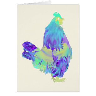 Peinture colorée de poulets joli art animal funky