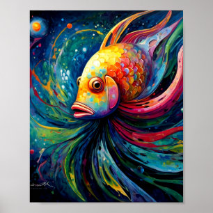 Peinture colorée d'une affiche de poisson