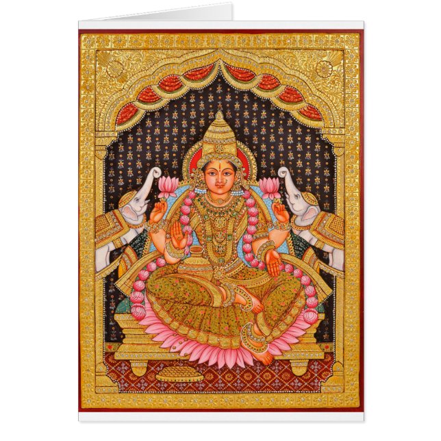 PEINTURE COMPLEXE DE GAJA LAKSHMI TANJORE {SUD IND (Devant)