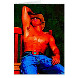 Peinture : Cowboy sur le banc