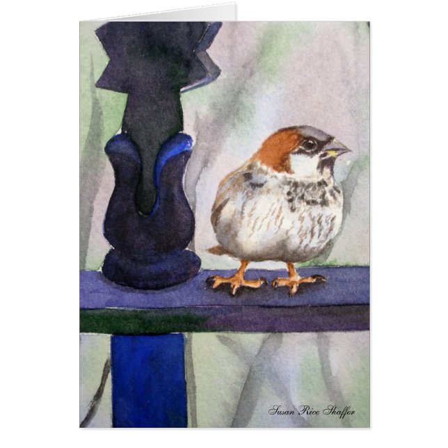 Peinture d'aquarelle de moineau (Devant)