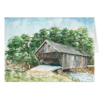 Peinture d'aquarelle de pont couvert de moulin de