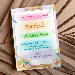 Peinture d'art colorée Invitation Anniversaire