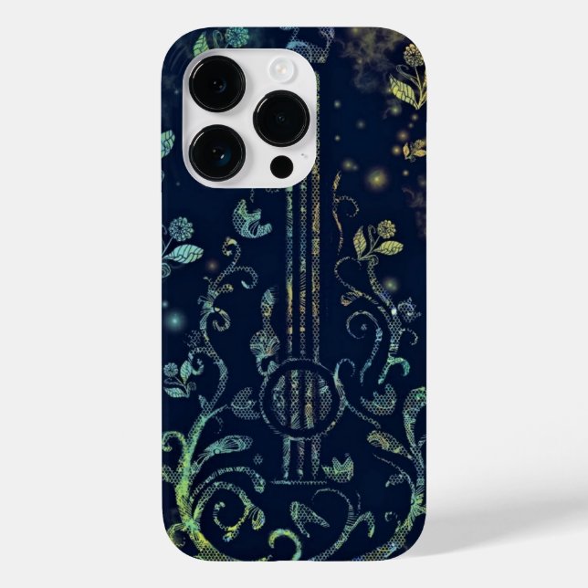 Peinture d'art coque iphone de guitare florale (Verso)