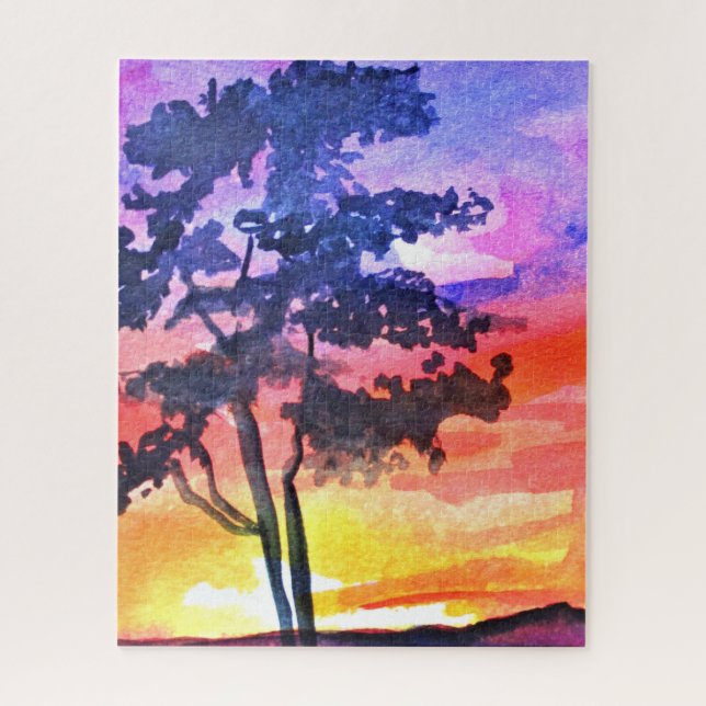 Peinture d'art du puzzle du coucher du soleil (Vertical)