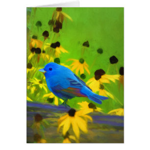 Peinture de Bunting Indigo - Art original pour ois