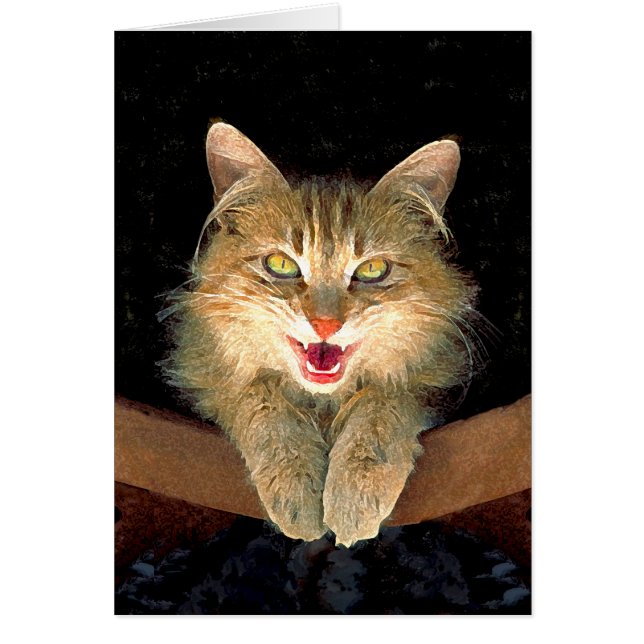 Peinture de chat Mad - Cute Original Cat Art (Devant)