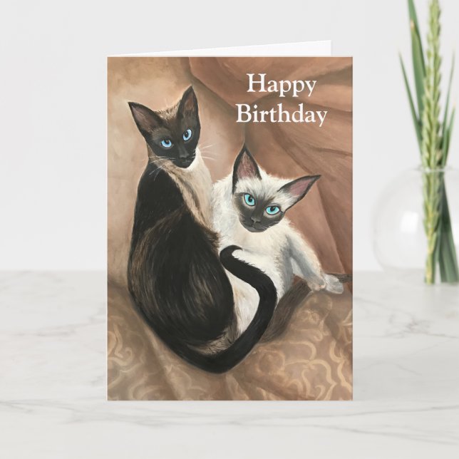 Peinture de chats Carte d'anniversaire avec Citati (Devant)
