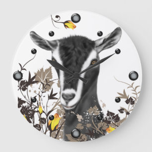 Peinture de chèvre laitière alpine Horloge florale